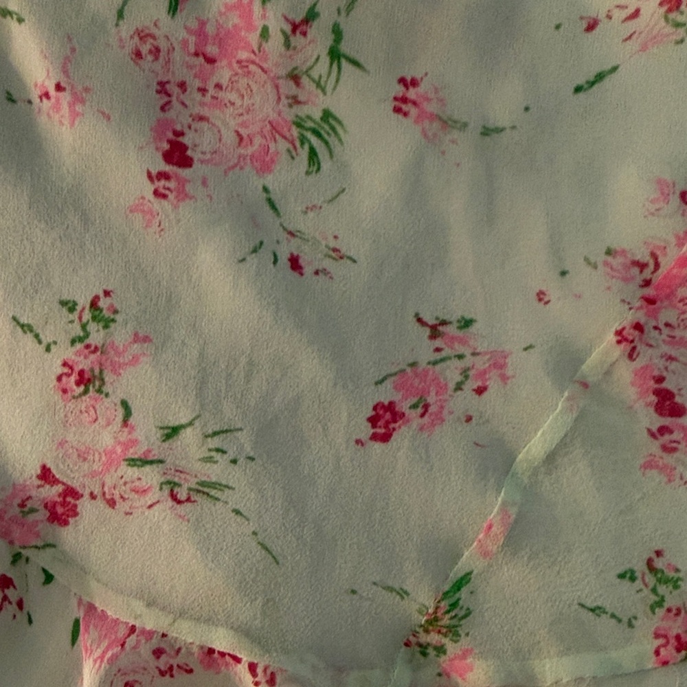 Vintage Abercrombie & Fitch Y2K Floral Ruffle Skirt 100% Silk - Picture 3 of 15